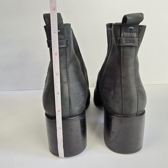TOMS Esme Leather Ankle Boots Booties Black Womens size W9 - Picture 8 of 16